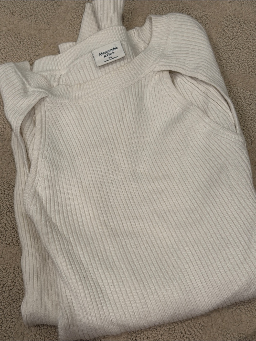 Abercrombie & Fitch Cream Ribbed Knit Top